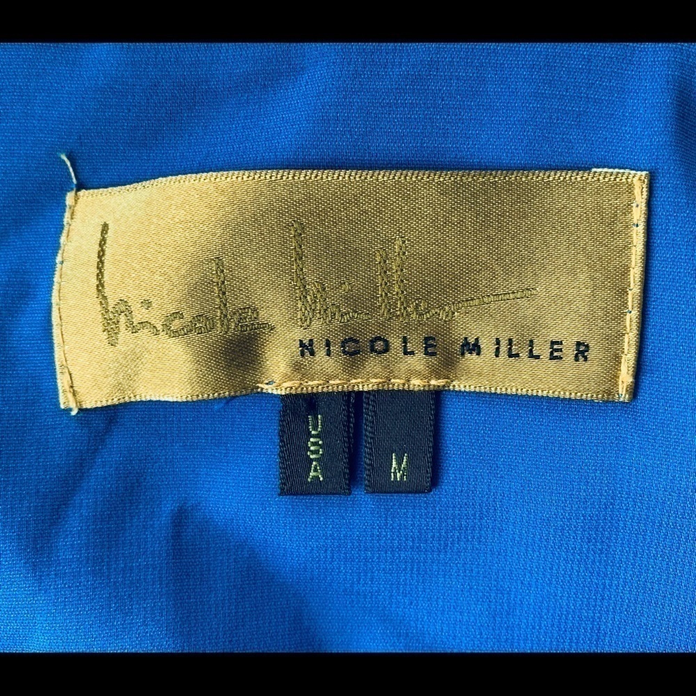 Nicole Miller Blue Silk Top One Shoulder NWOT - Picture 8 of 9